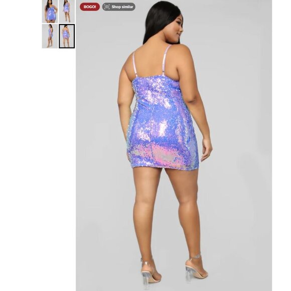 Fashion Nova Curve Plus Size - Flashing Lights Sequin Dress - Purple - Size 3X - Picture 5 of 12